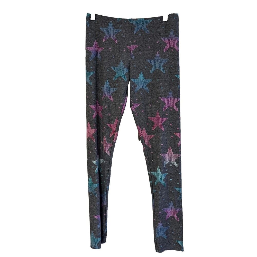 So Girls Gray Leggings Stars 16 Colorful Elastic Waist Pullon